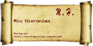 Miu Hieronima névjegykártya